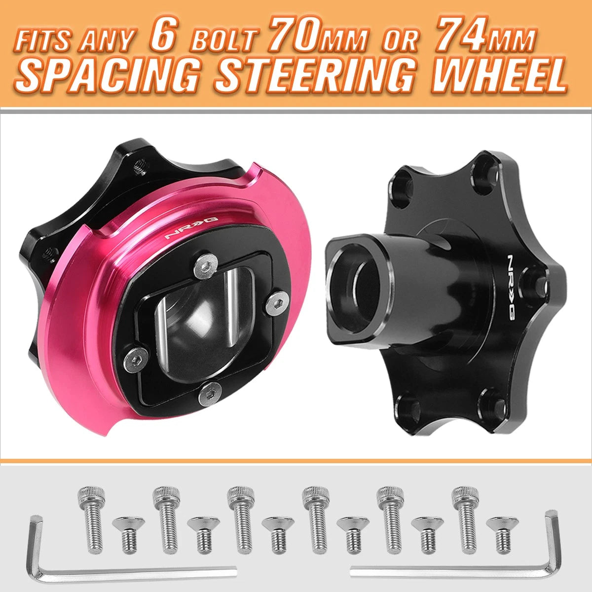 NRG Innovations SRK-R200BK-PK Quick Release Adapter for D Shaped Wheel (SFI 42.1)
