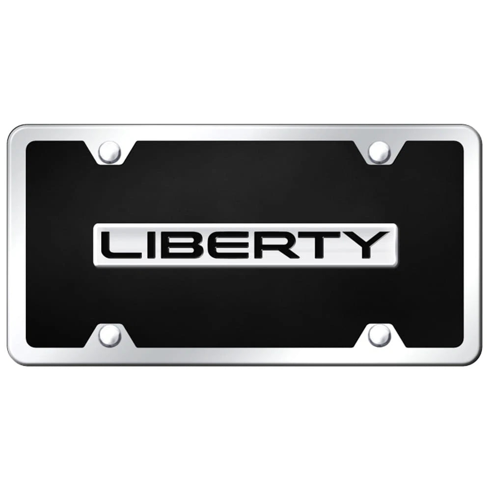 Chrome on Black Acrylic License Plate Kit - Officially Licensed for Jeep Liberty