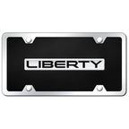 Chrome on Black Acrylic License Plate Kit - Officially Licensed for Jeep Liberty