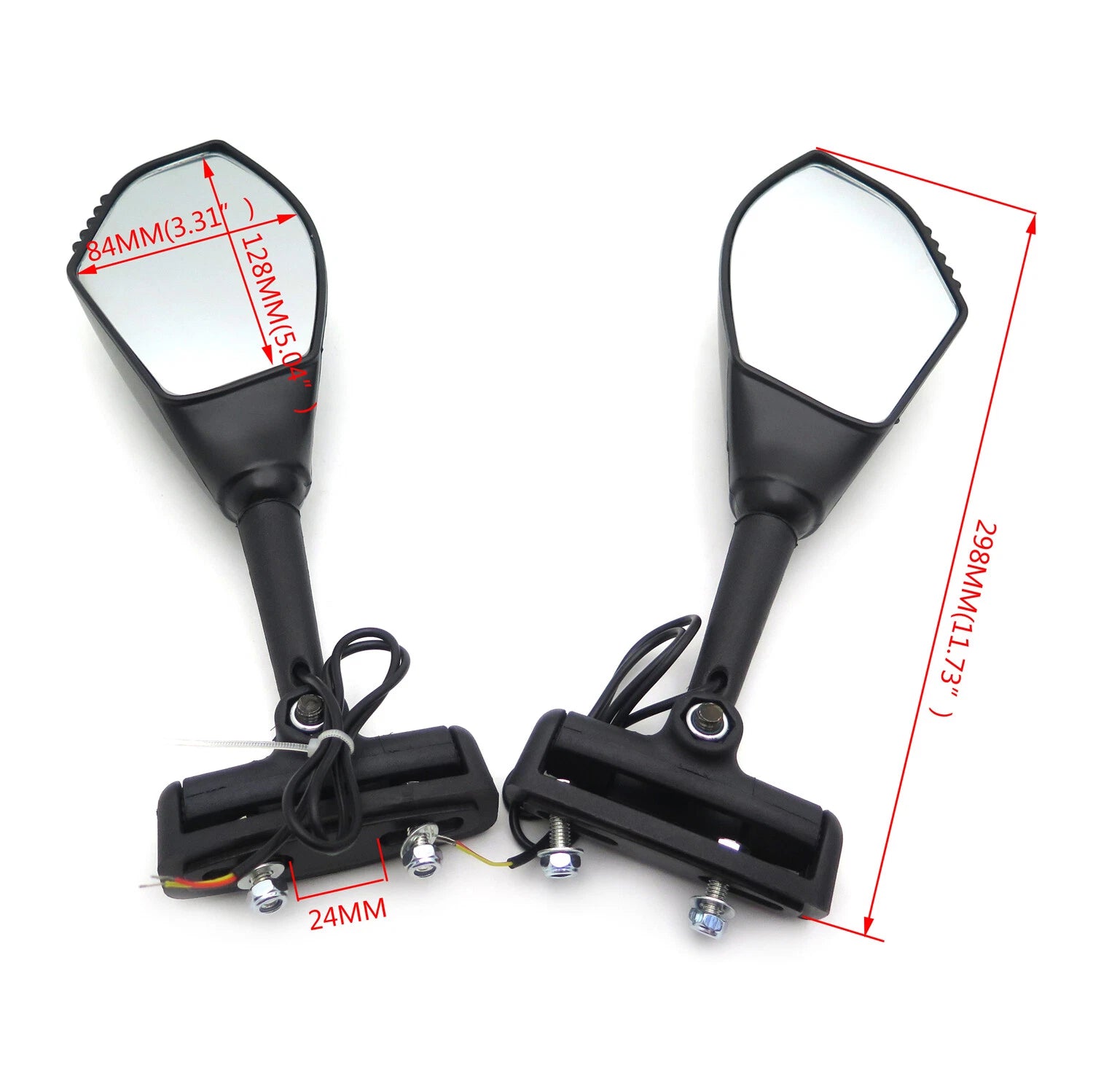 Black LED Turn Signal Mirrors for Triumph Daytona TT600, Trophy, Ducati Ninja