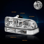 Chrome Housing Headlight & Clear Bumper Corner Lamps for Chevy S10/Blazer (1998–2004)