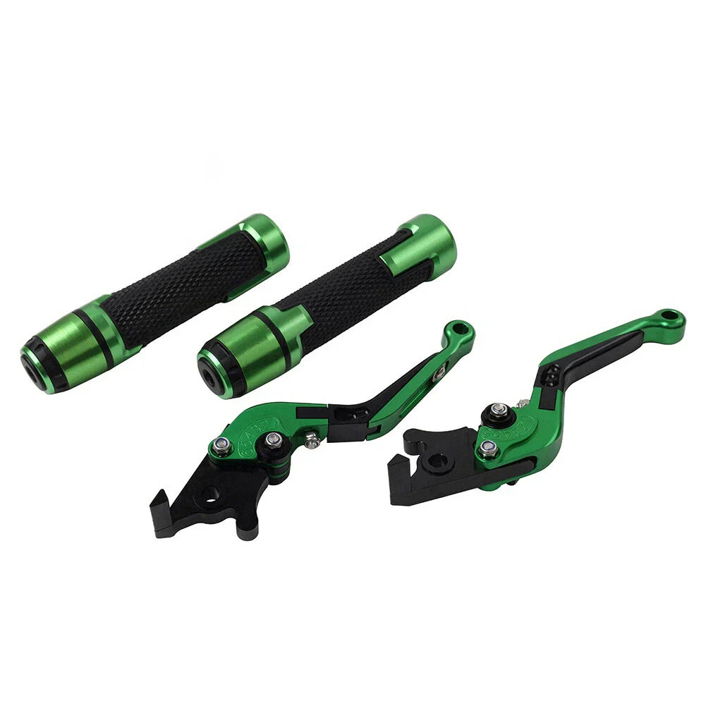 Green Extendable Brake Clutch Levers Grip Set for Kawasaki ZX6R (2005-2023)
