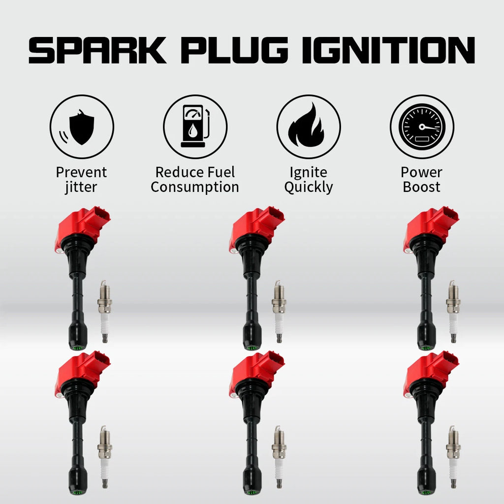 Set of 6 Ignition Coils & Iridium Spark Plugs for Nissan Altima Maxima (2009–2019) UF550