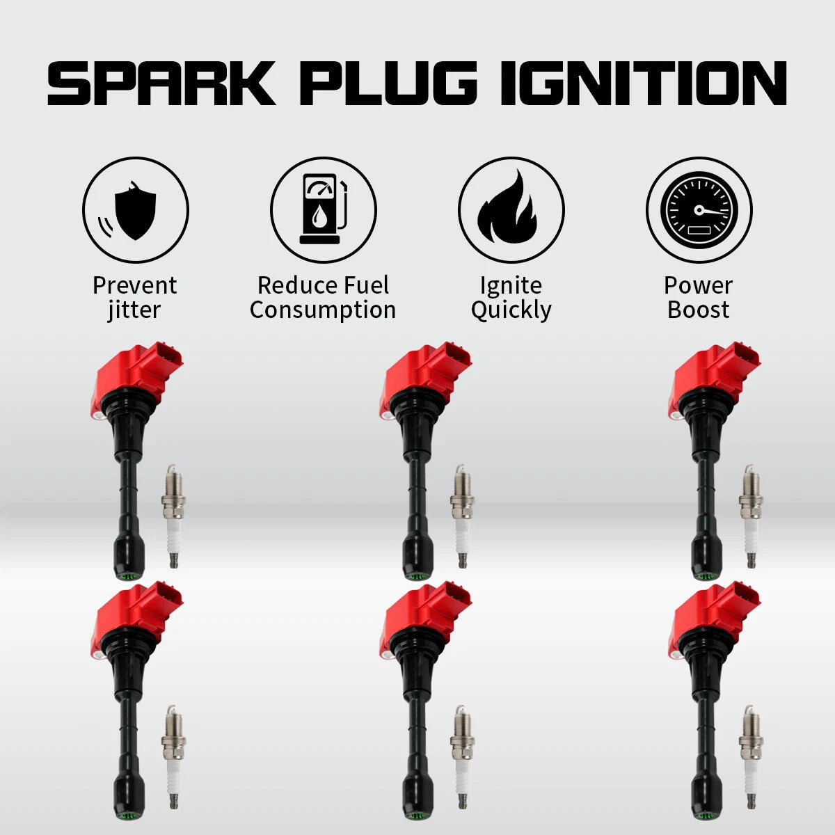 Set of 6 Ignition Coils & Iridium Spark Plugs for Nissan Altima Maxima (2009–2019) UF550