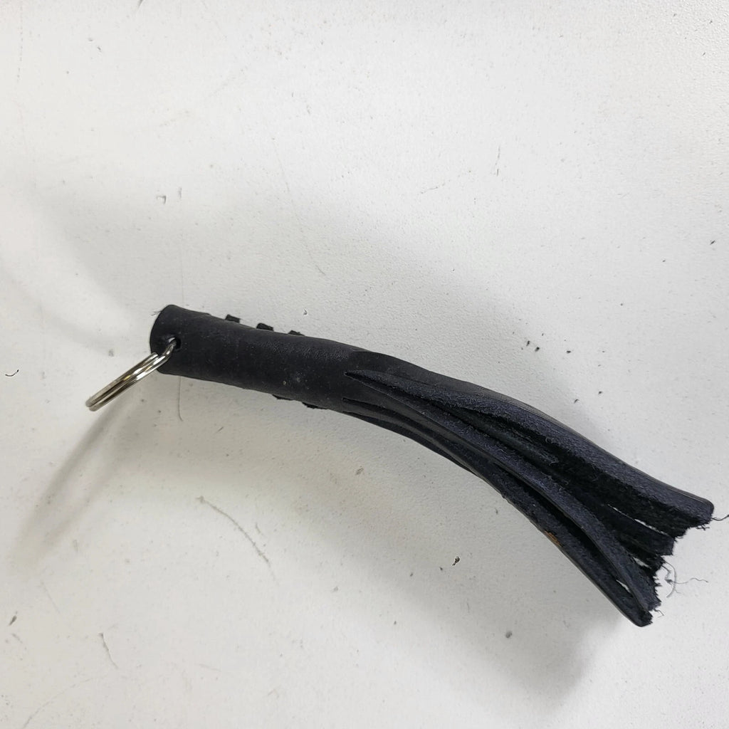Black Leather Fringe Whip Keychain for Motorcycle
