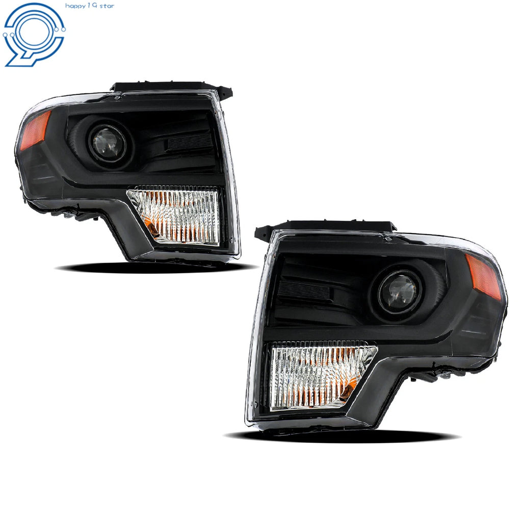 Set of 2 Black Projector Headlights for Ford F150 (2013-2014)