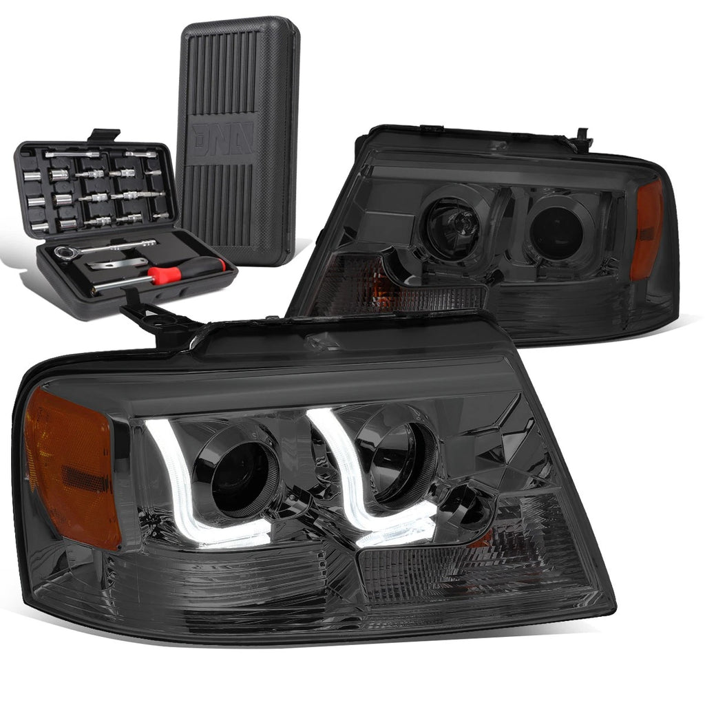 Smoked/Amber LED DRL Bar Projector Headlight for Ford F-150 (2004–2008)