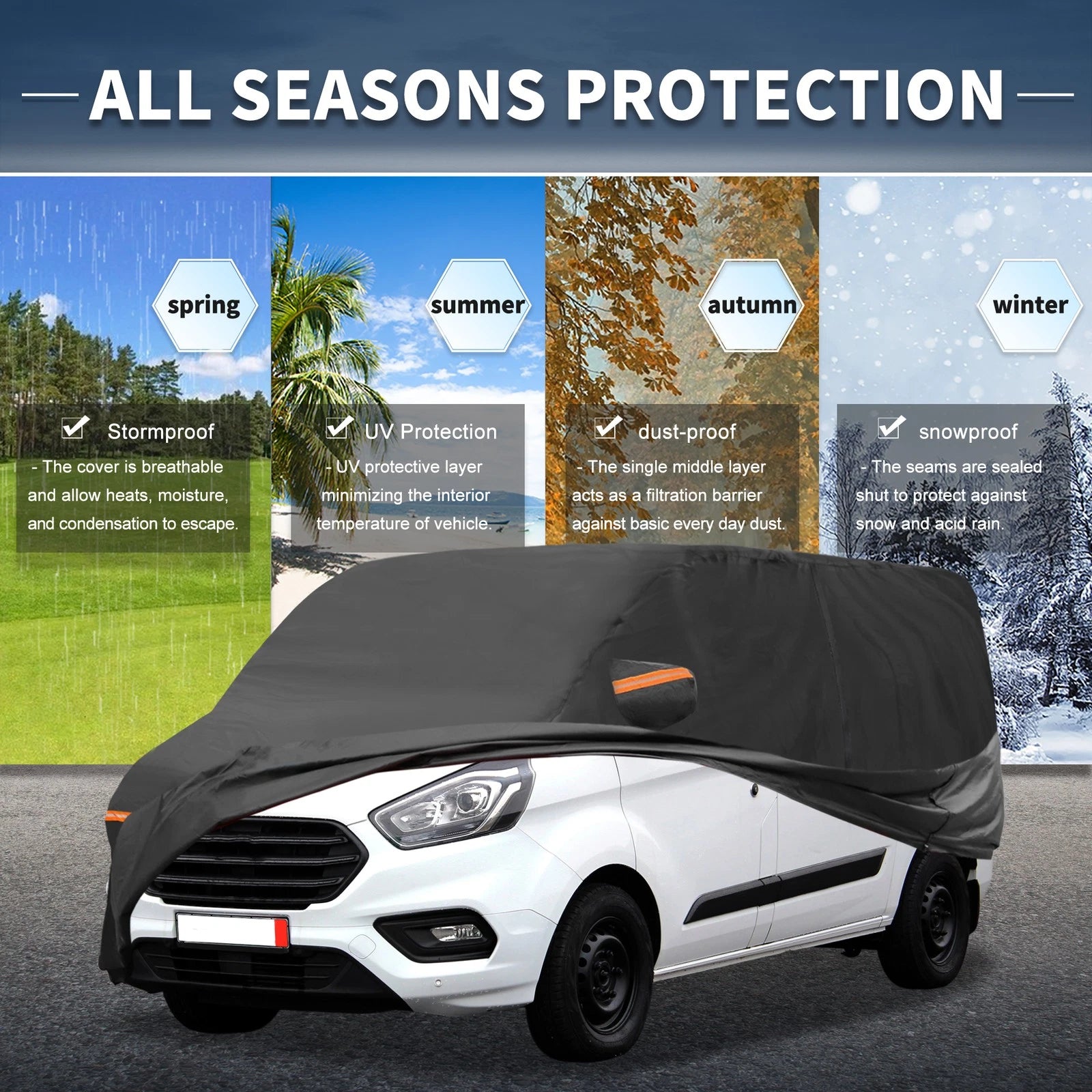 Waterproof 210D-PU Car Cover for Ford Transit (2014–2023)