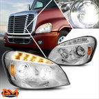 Full LED Side Marker Turn Signal Headlights for Freightliner Cascadia (2008–2017)