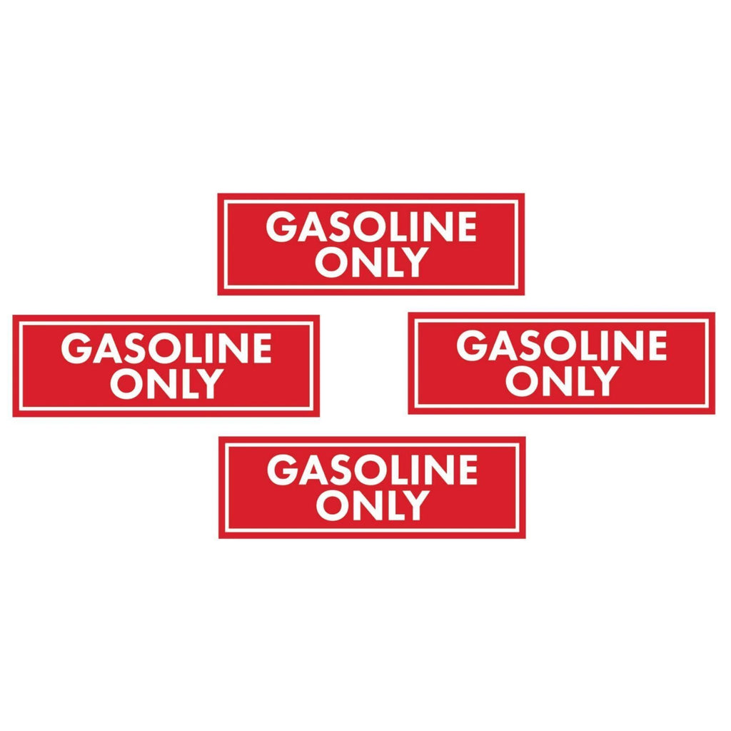 Set of 4 Gasoline Only Warning Stickers for Universal Use