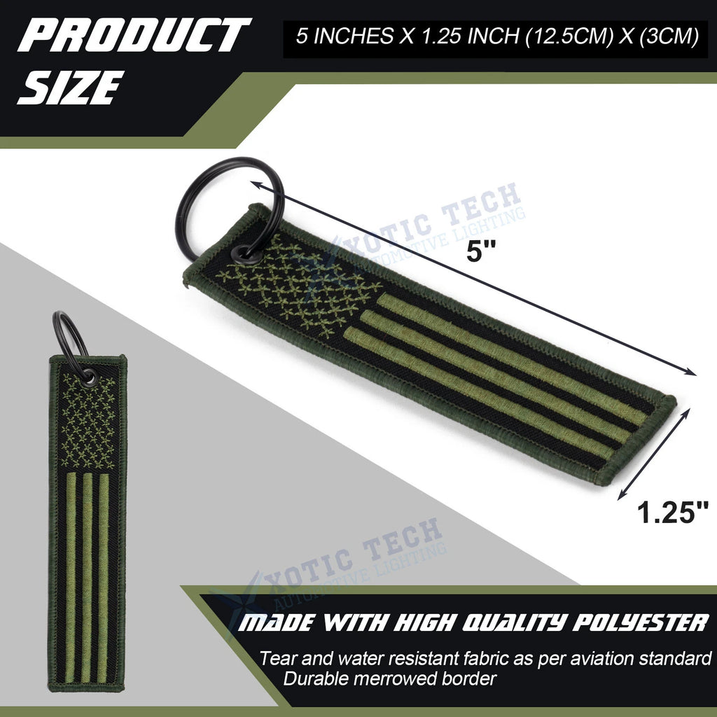 American Flag Keychain Tag Key Ring with Valve Stem Cap for Motorcycle (-)