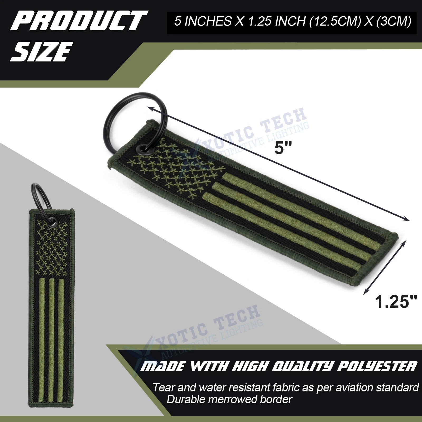 American Flag Keychain Tag Key Ring with Valve Stem Cap for Motorcycle (-)