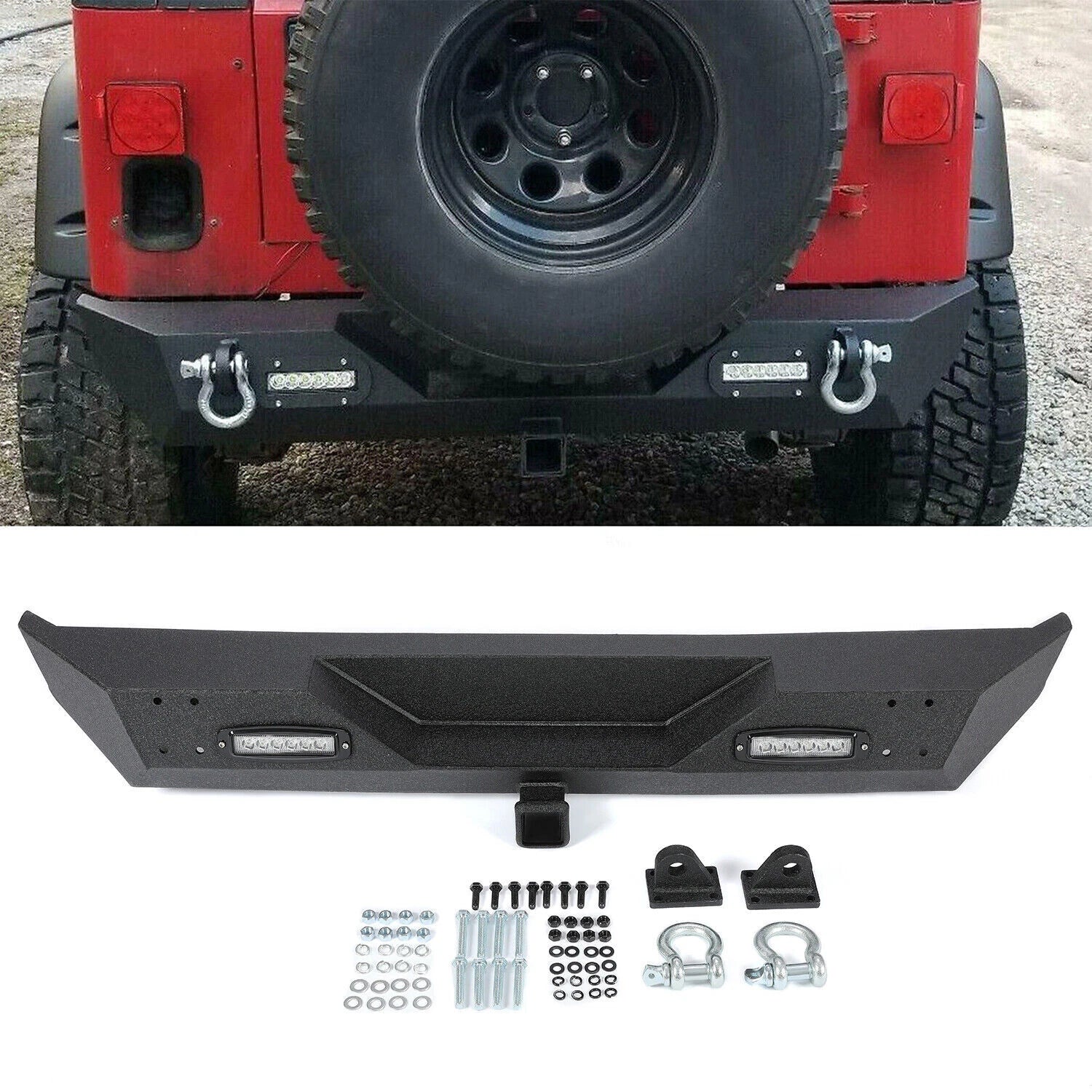 Front Bumper with D-Rings & LED Lights for Jeep Wrangler (1987–2006)