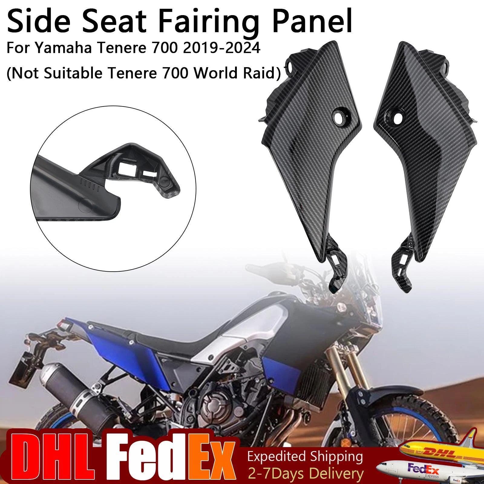 Side Seat Fairing Panel Cowl for Yamaha Tenere 700 (2019–2024) Carbon