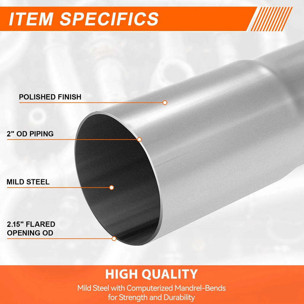 2" OD Mild Steel 45 Degree Slip Fit Exhaust Bend Pipe for Custom Applications