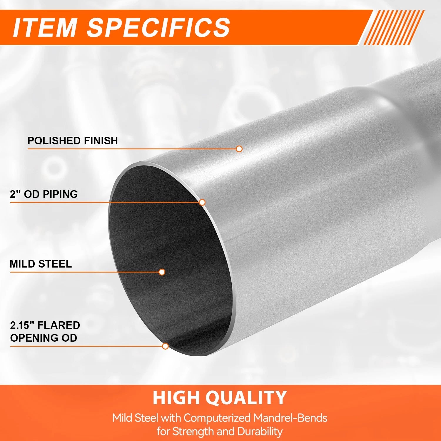 2" OD Mild Steel 45 Degree Slip Fit Exhaust Bend Pipe for Custom Applications