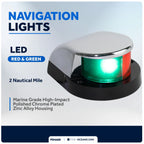 LED Bow Navigation Lights for Boat (Red and Green)