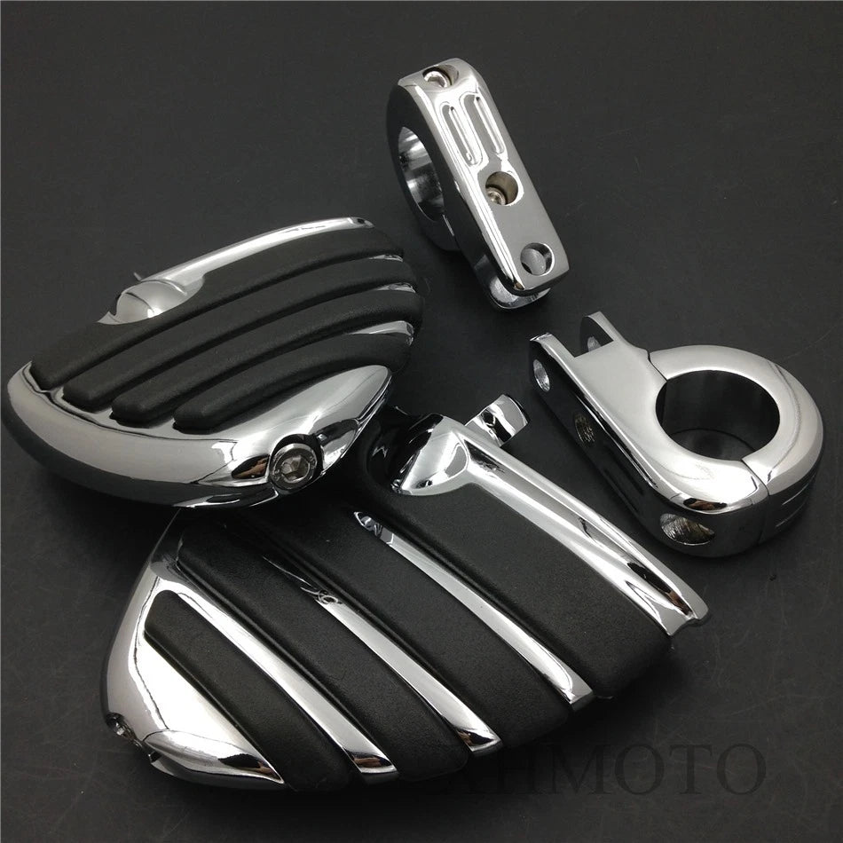HTTMT 1.5" Wing Footpegs Male Mount P Clamps for Honda GL1800 1500 1100 1200