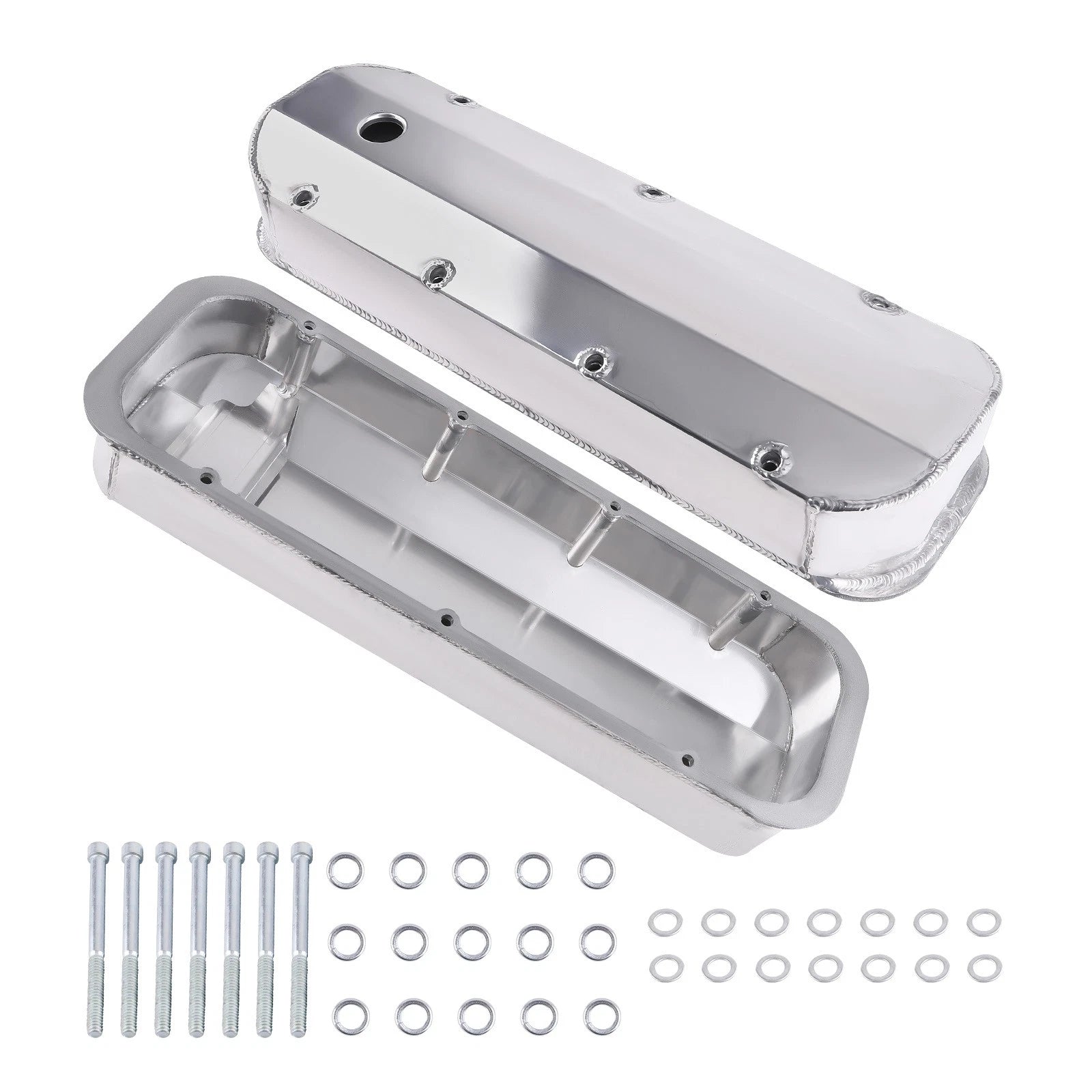 2X Fabricated Aluminum Valve Covers Center Bolt for Big Block Chevy (1965–1990)