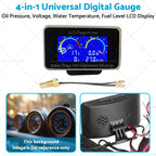 4-in-1 LCD Meter Oil Pressure Voltage Water Temp Fuel Gauge for Universal