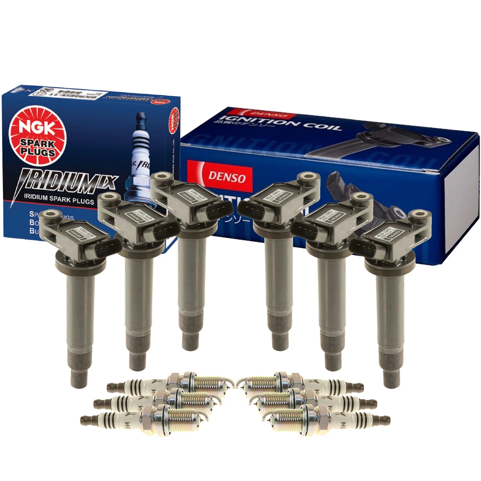 Set of 6 Denso COP Ignition Coils & NGK IridiumIX Spark Plugs for Lexus Toyota V6