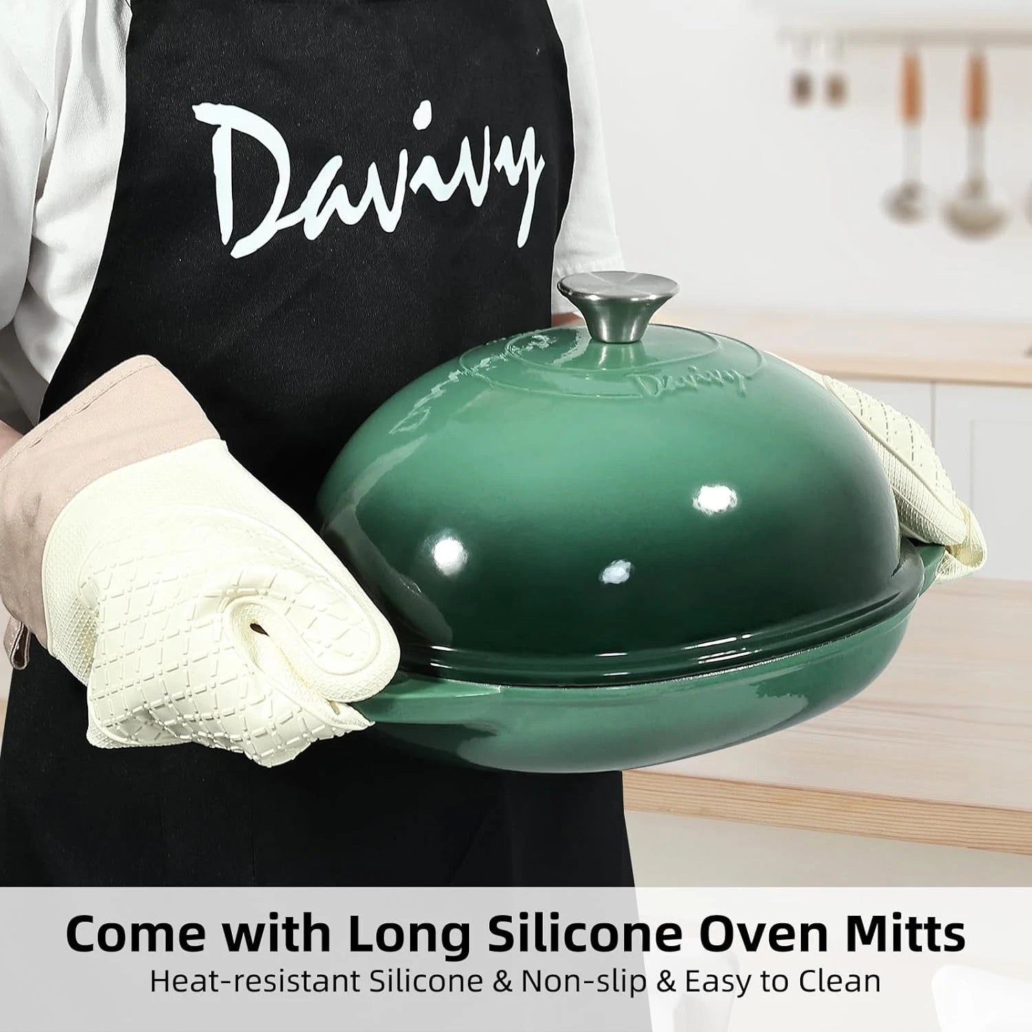 6QT Oval Dutch Oven with Silicone Mitts for Sourdough Bread (2023)
