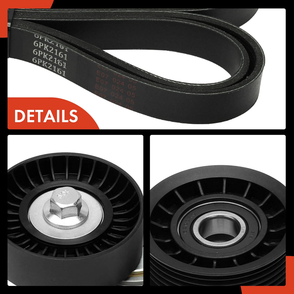 Set of 4 Serpentine Belt Drive Components for Ford Escort (1998–2001)