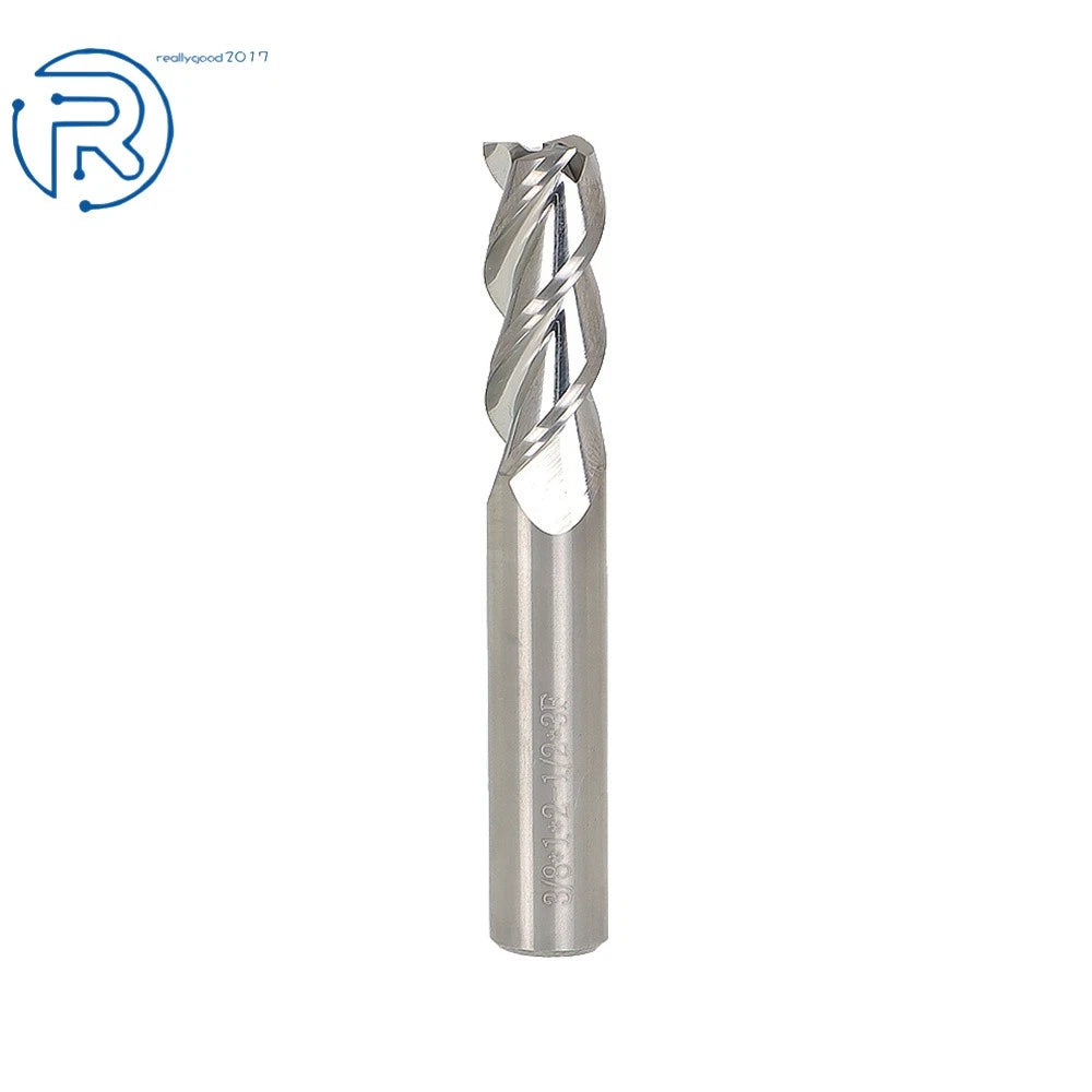 Set of 5 Carbide End Mills for Various Applications (3/8" 2-1/2" Overall Length)
