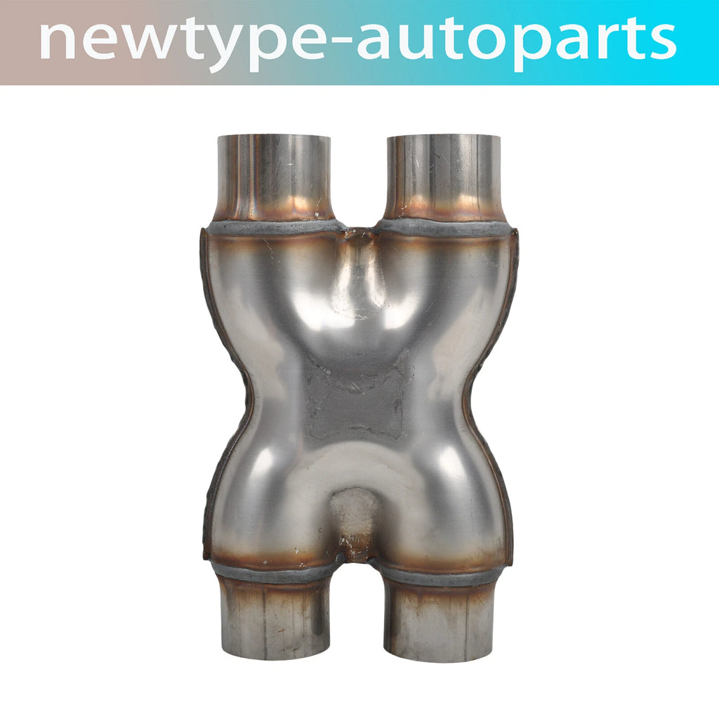 2.5" Dual In/Out Stainless Steel X-Pipe Muffler Exhaust Tip for Universal