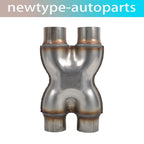 2.5" Dual In/Out Stainless Steel X-Pipe Muffler Exhaust Tip for Universal