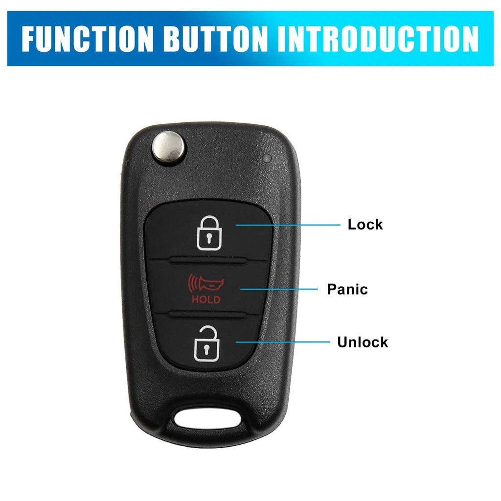 Key Fob Shell Case NYOSEKSAM11ATX for Kia Soul (2010–2013) Black