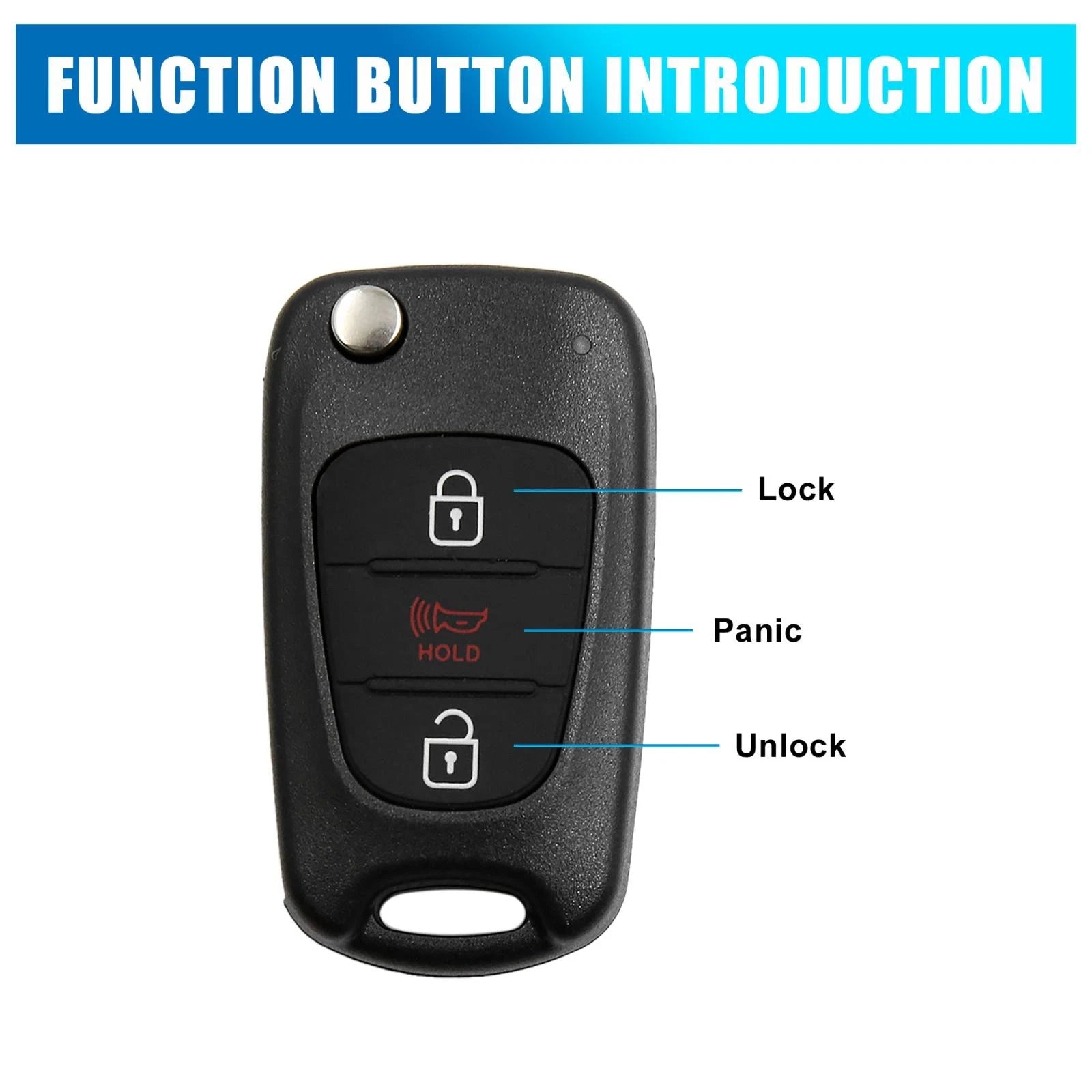 Key Fob Shell Case NYOSEKSAM11ATX for Kia Soul (2010–2013) Black