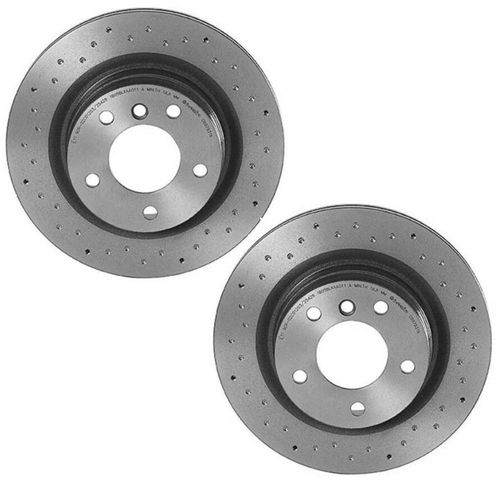 Set of 2 Brembo Xtra Rear Dimpled Drilled Brake Disc Rotors for BMW E90 F30 F32 F33