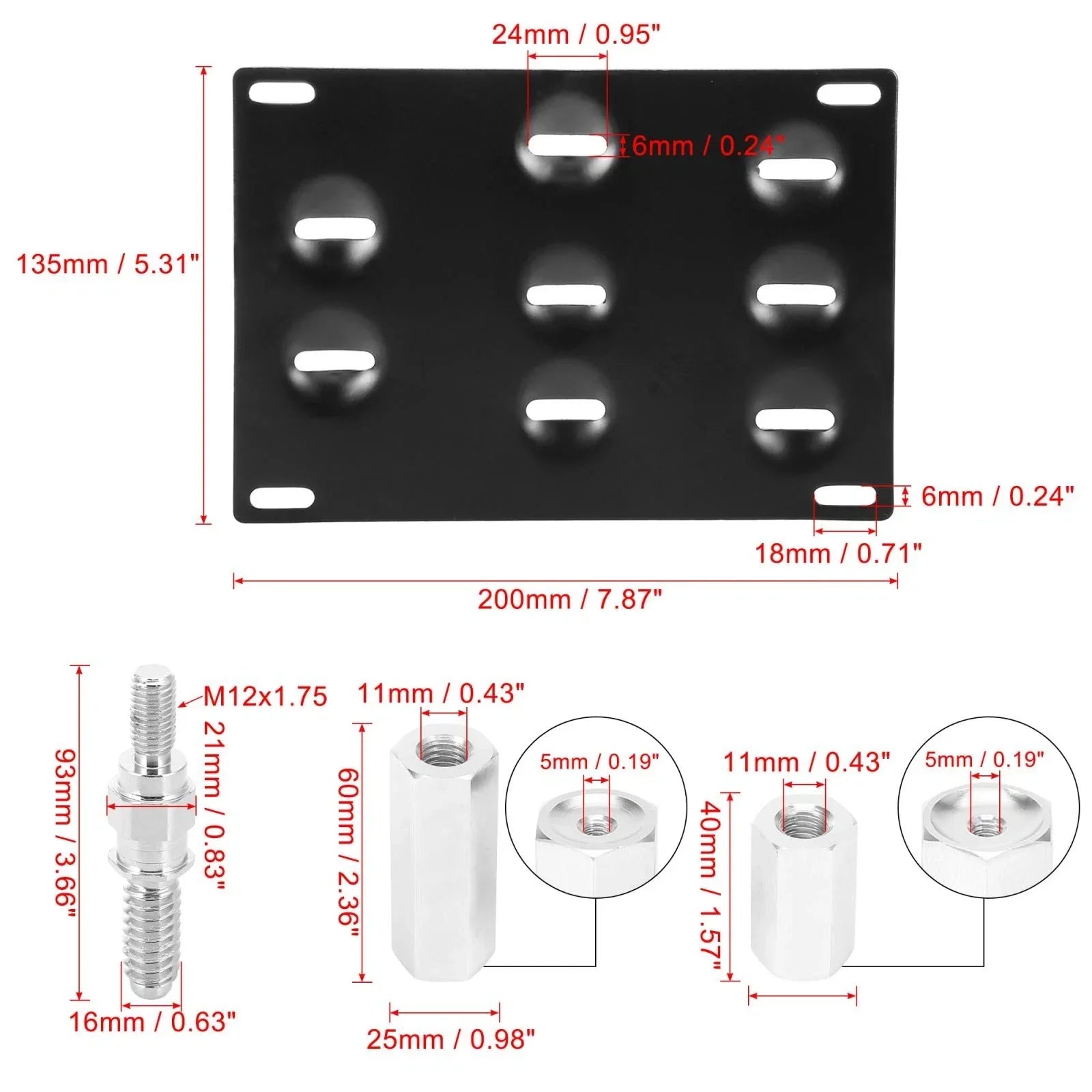 Tow Hook License Plate Mount Bracket Holder for BMW 3 Series 5 Series