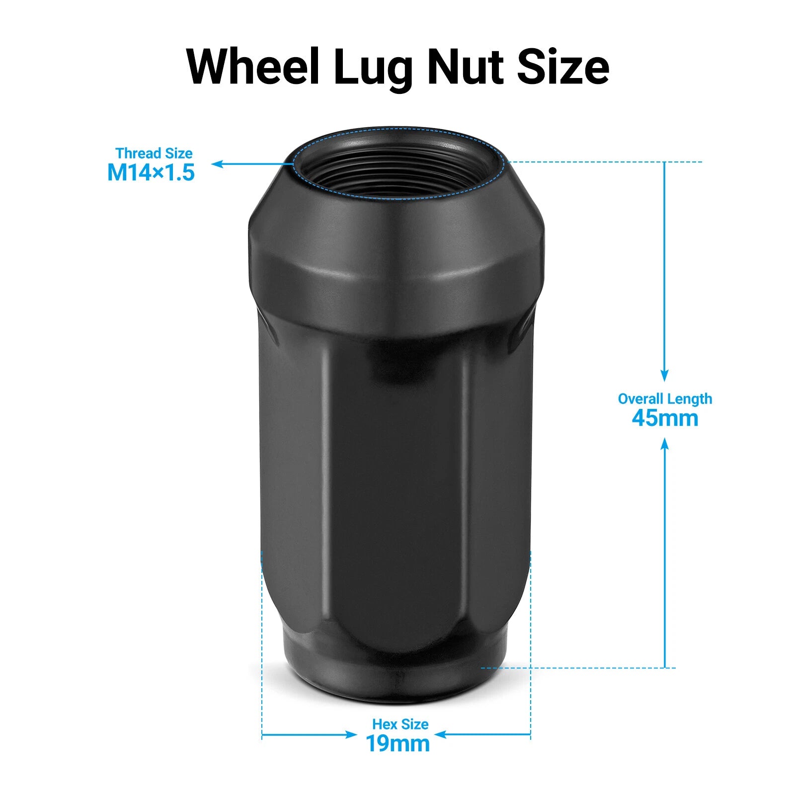 Black M14x1.5 Lug Nuts Bulge Acorn for Chevy GMC Silverado Sierra 1500 (1999–2006)