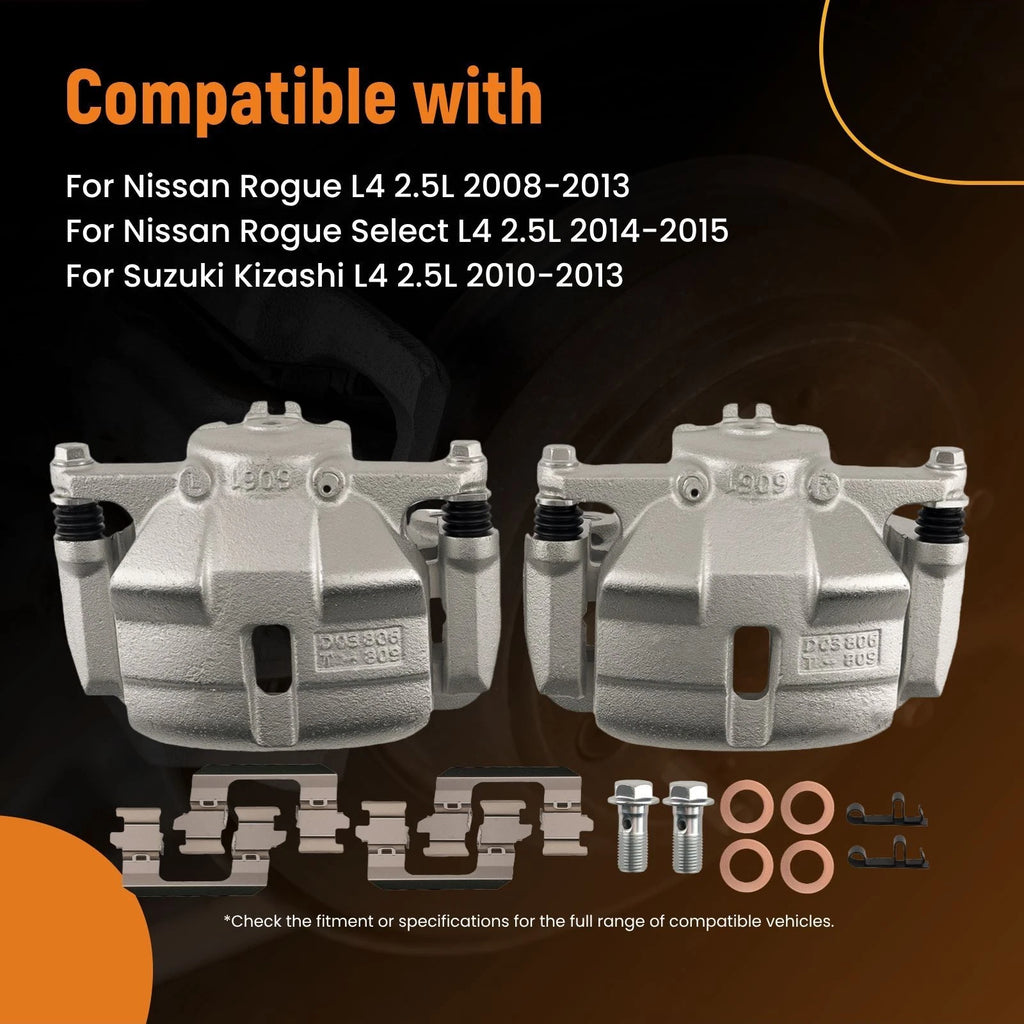Front Brake Calipers Set for Nissan Rogue Select (2014-2015) / Suzuki Kizashi (2010-2013)