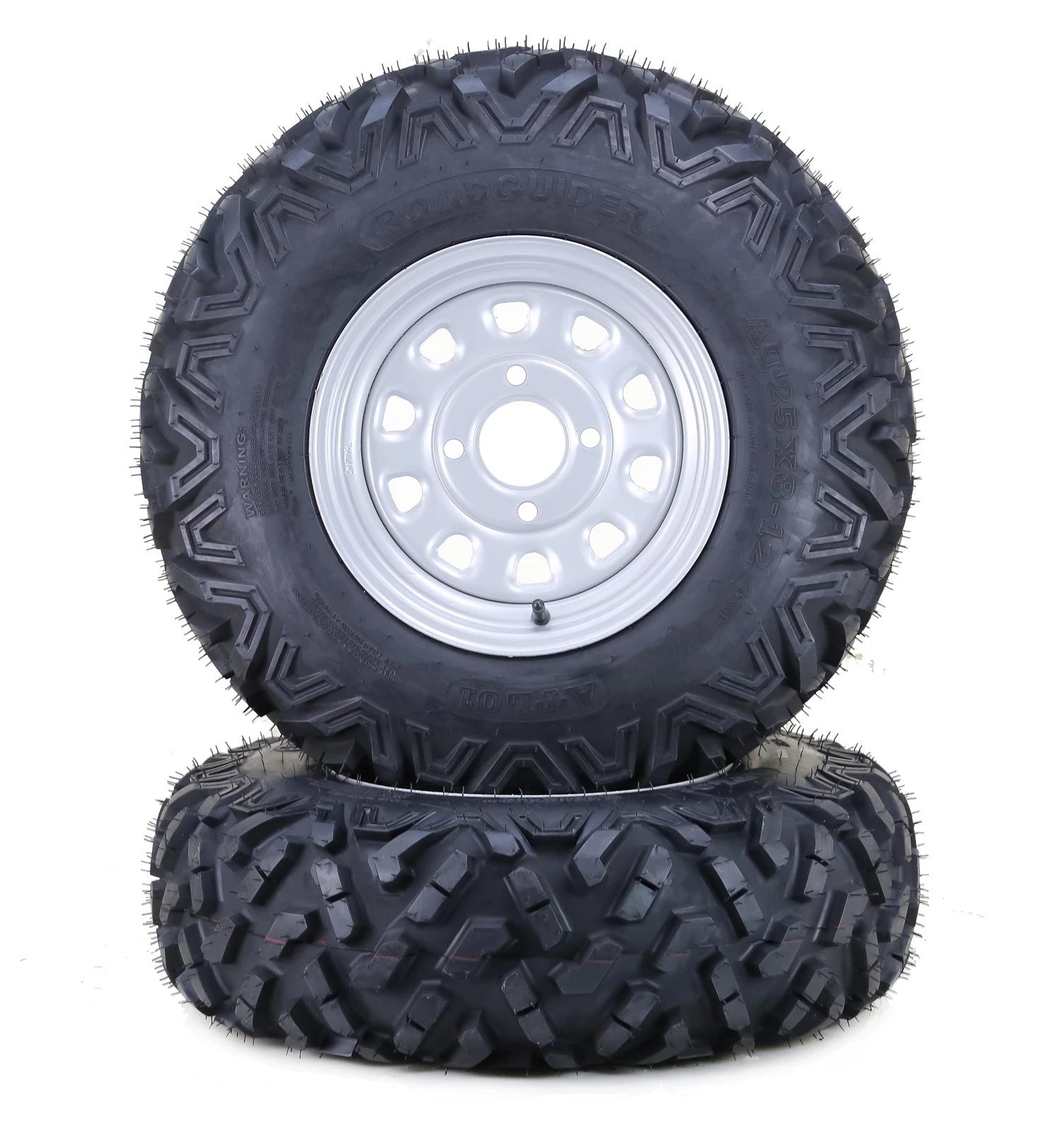 Set of 2 LIBRA ATV Tire Wheel Assembly 25x8-12 6PR 4-110 PCD 5+2 OS Silver