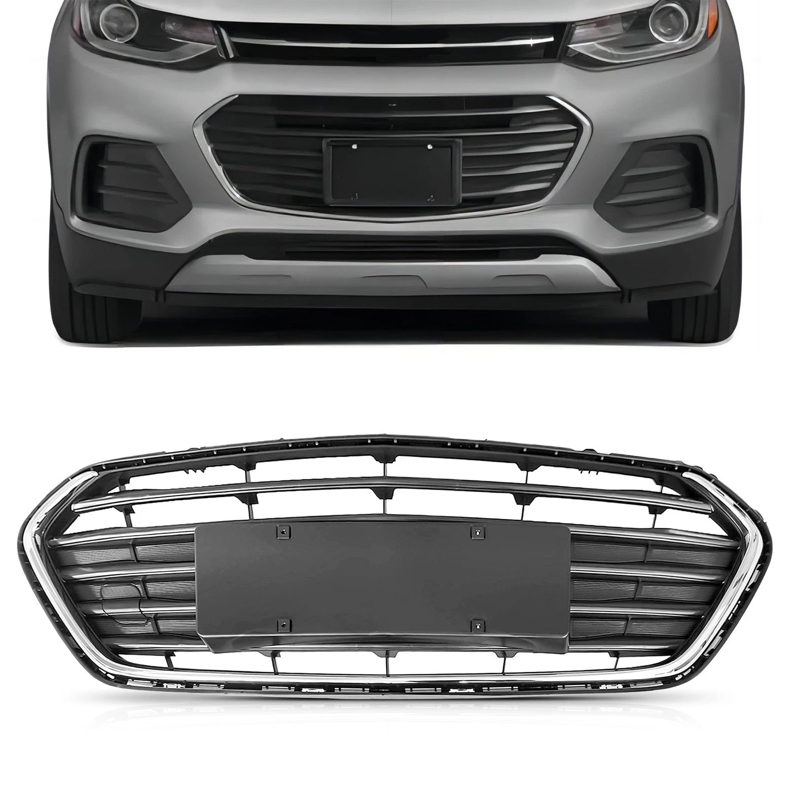 Black and Chrome Bumper Grille for Chevrolet Trax (2017–2020)