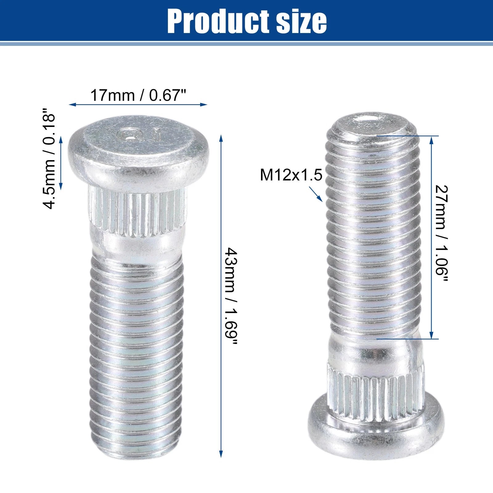10pcs M12x1.5 Wheel Lug Stud for Honda Accord CR-V (No. 9094202067)
