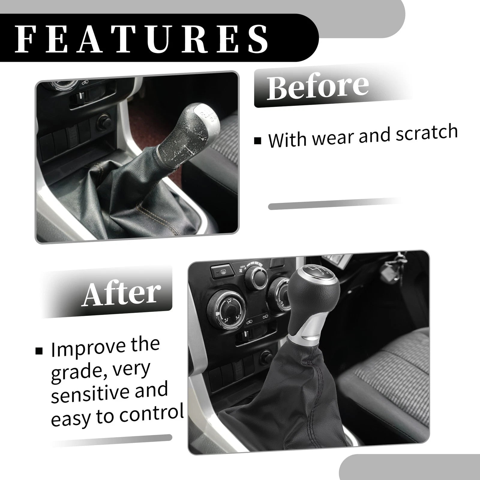 6 Speed Manual Gear Shifter Knob with Cover for Audi A6 C6 4F (2004–2008)