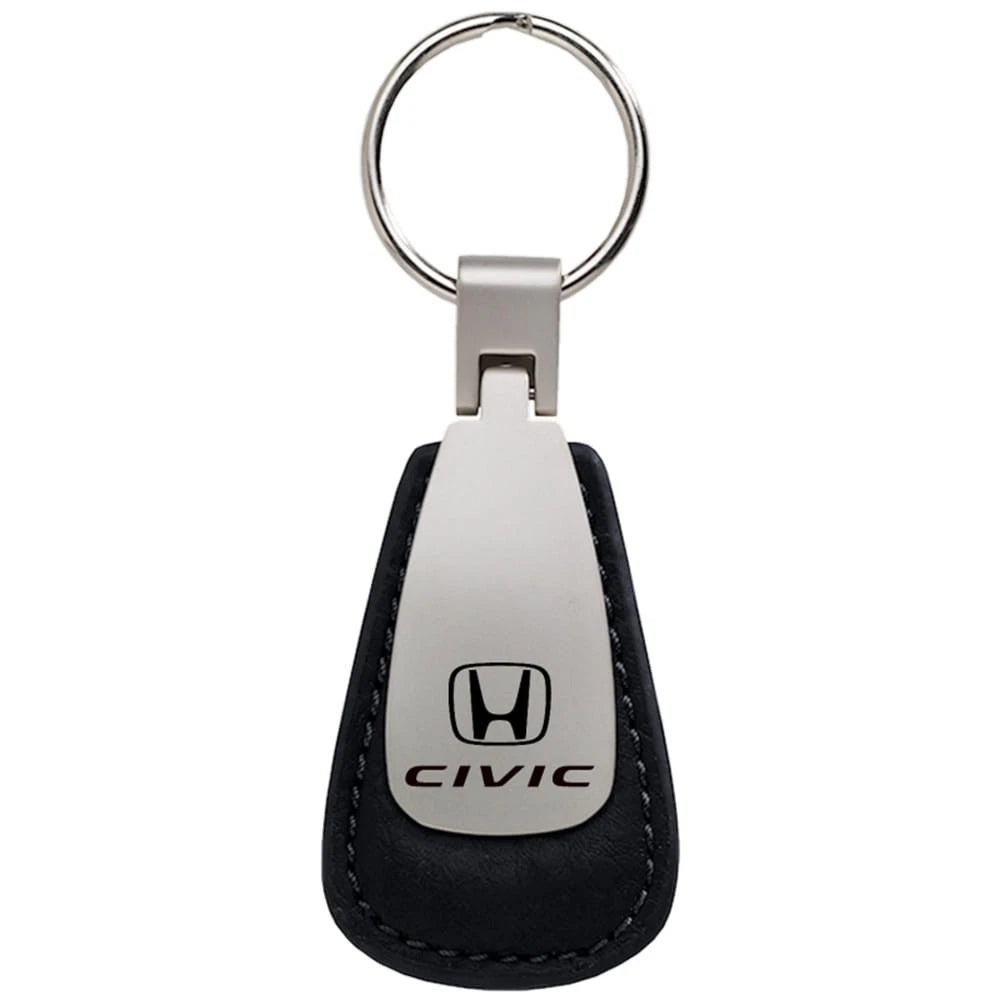 Black Leather Teardrop Keychain - Officially Licensed for Honda Civic