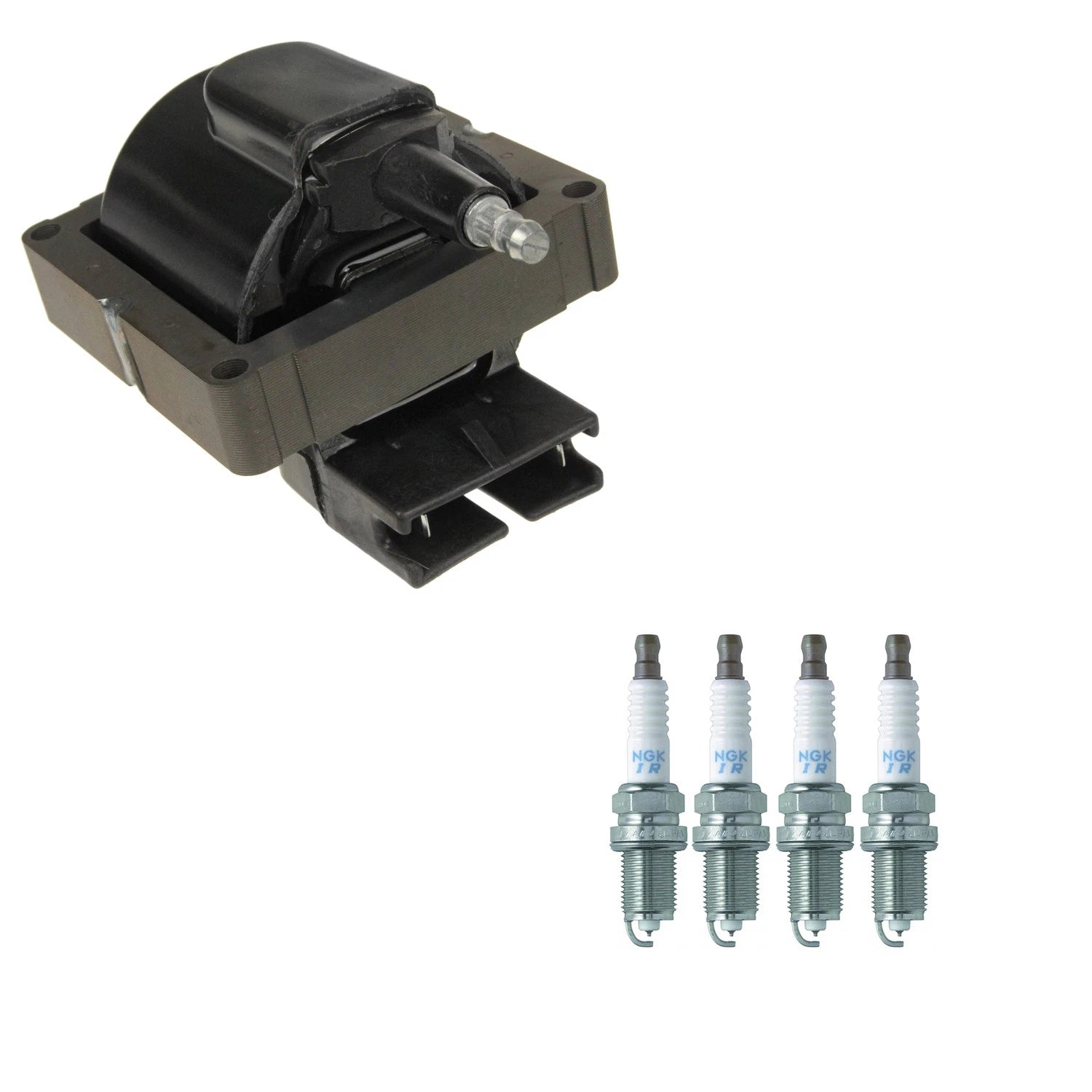 Set of 4 NGK HEI Ignition Coils & Laser Iridium Spark Plugs for Mazda MX-6 (1992–1997)
