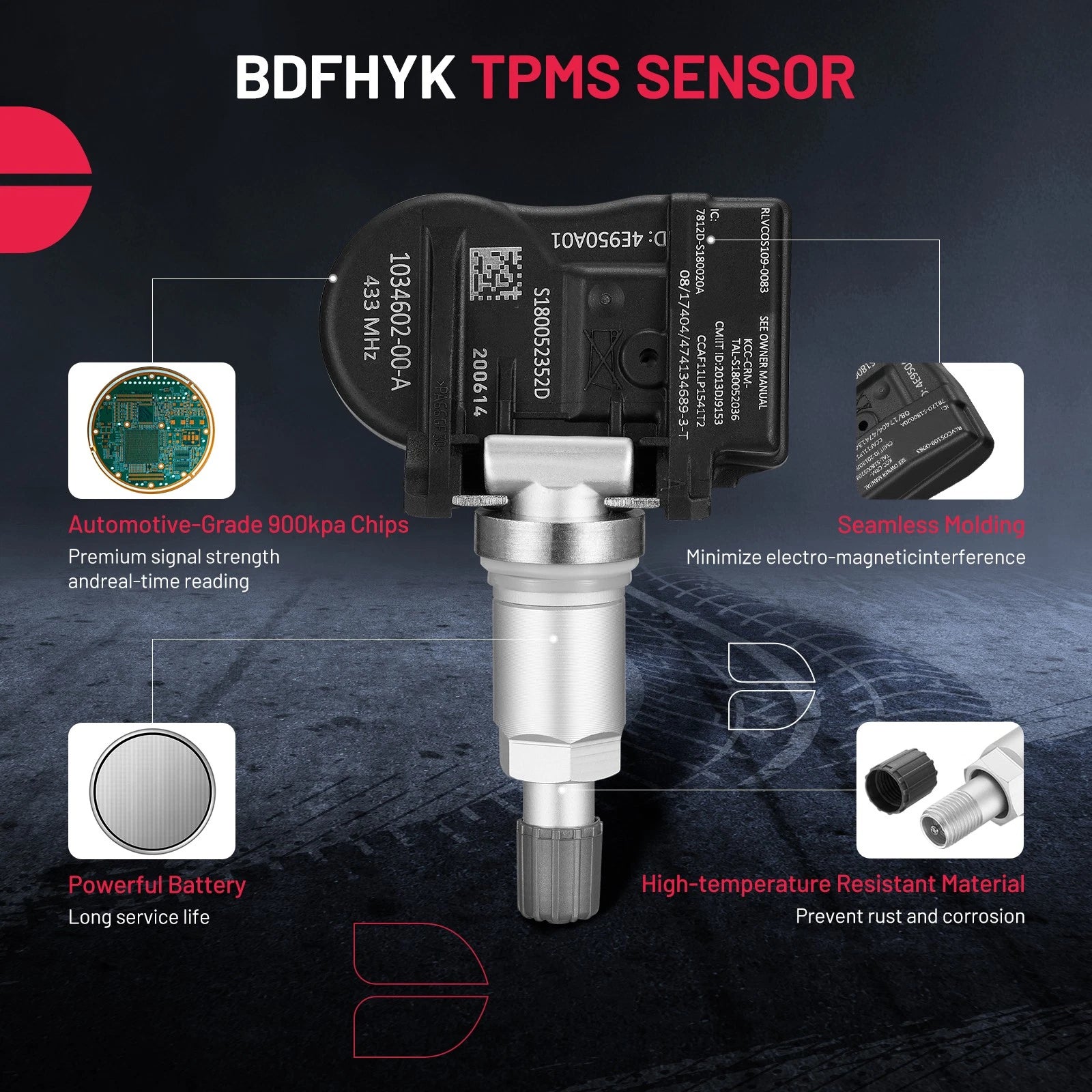 4x Tire Pressure Sensor TPMS 433MHz for Tesla Model 3 (2017-2024)