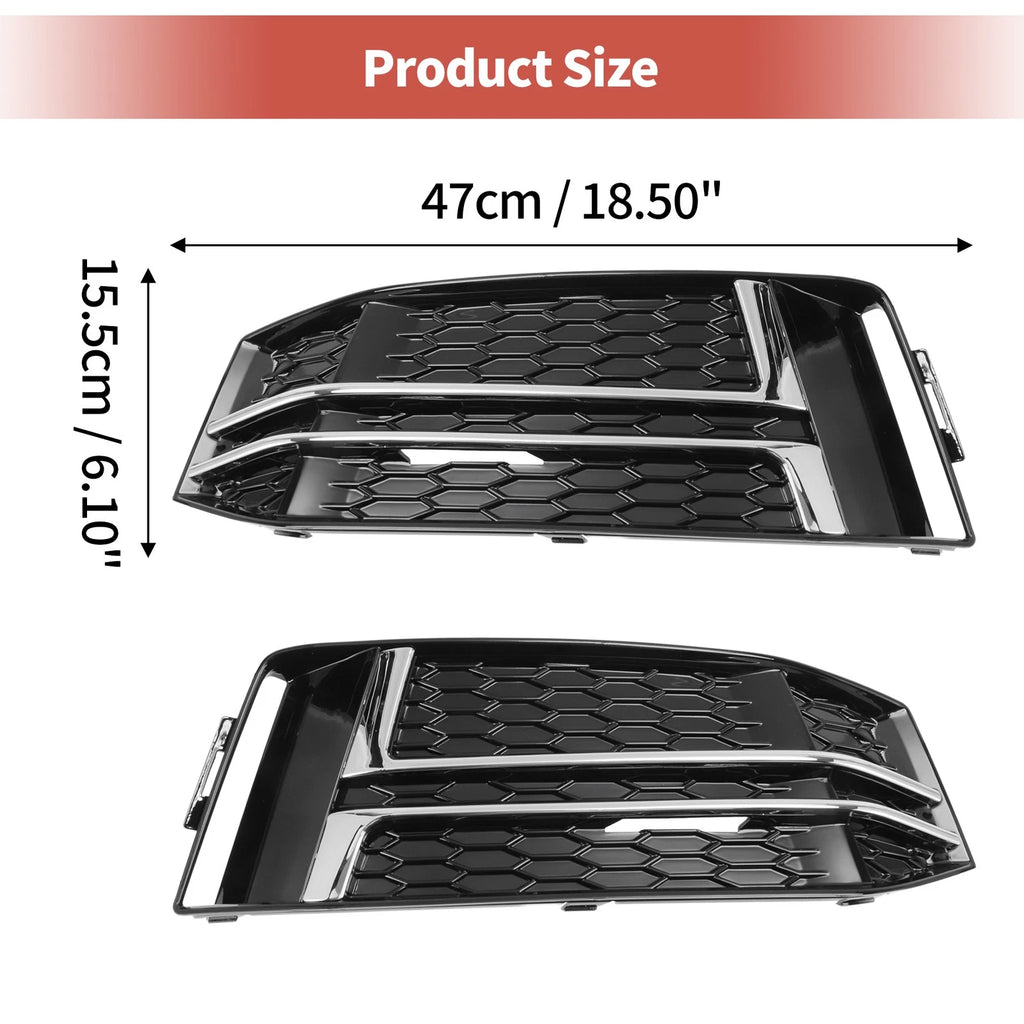 Pair Front Fog Light Grills for Audi A4 B9 S-Line (2017–2023) No.8W0807681F