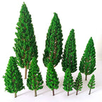 10pc Miniature Pine Trees for Model Railroad Scenery (Scale 1:50-1:400)
