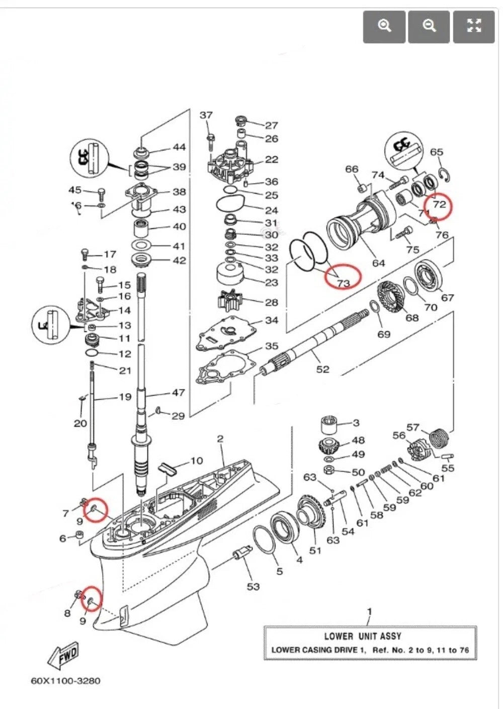 Lower Unit Seal Kit for Yamaha 200 225 250 300 HP (2000–2023) 93101-30002 93211-04384