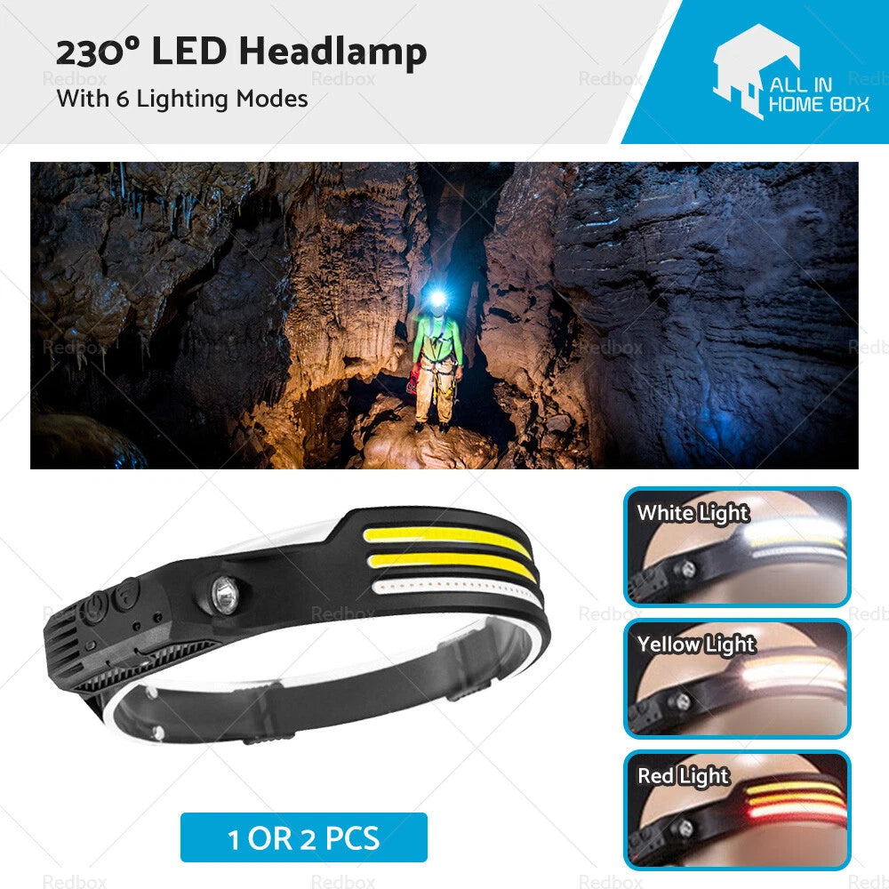 230º LED Headlamp for AU Models (Rechargeable, Super Bright)
