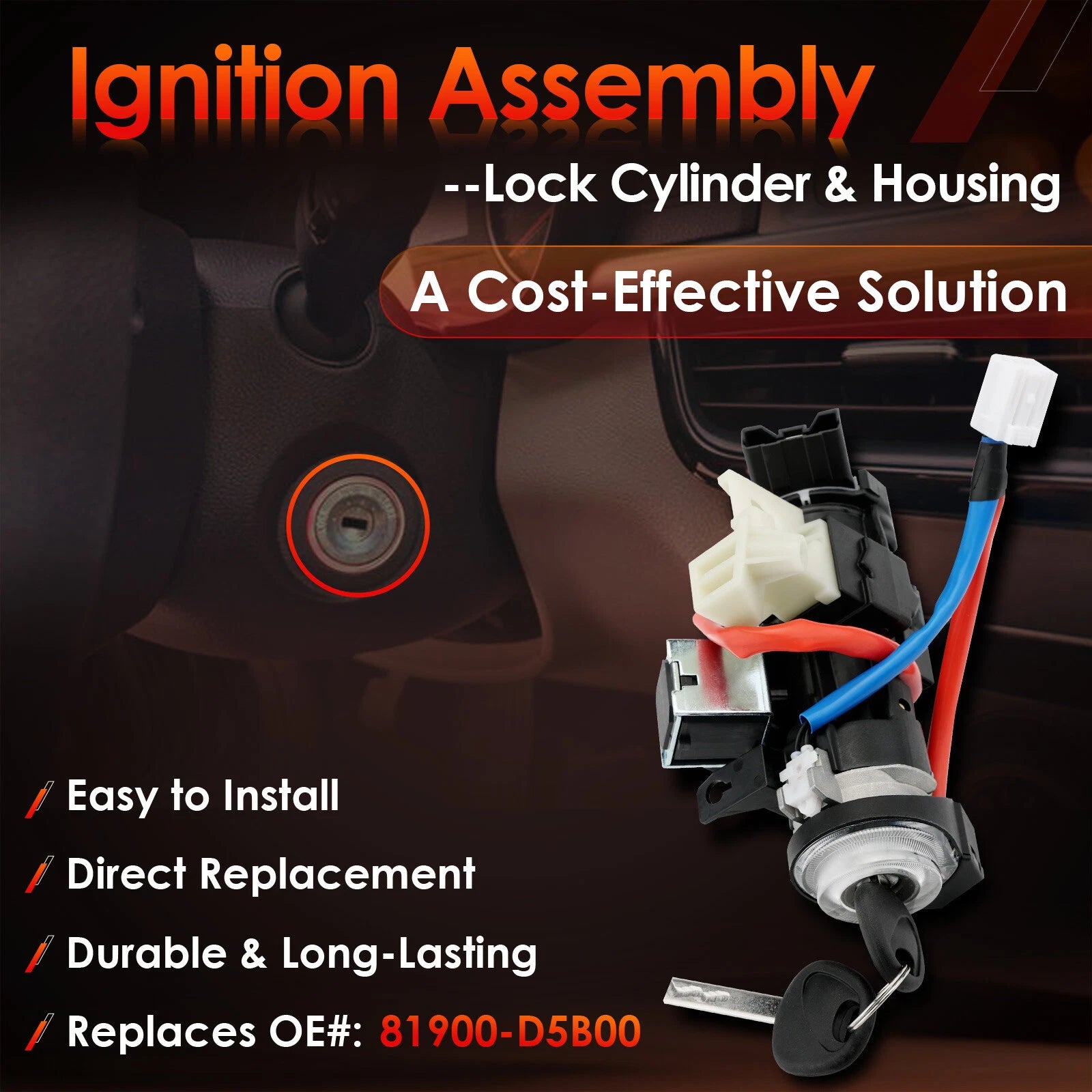 Ignition Lock Cylinder Switch & Housing for Kia Optima (2016–2020) 81991-35240