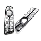 2X Honeycomb Lower Fog Light Grille for Audi A4 B7 S-Line S4 (2005–2008) Gloss Black