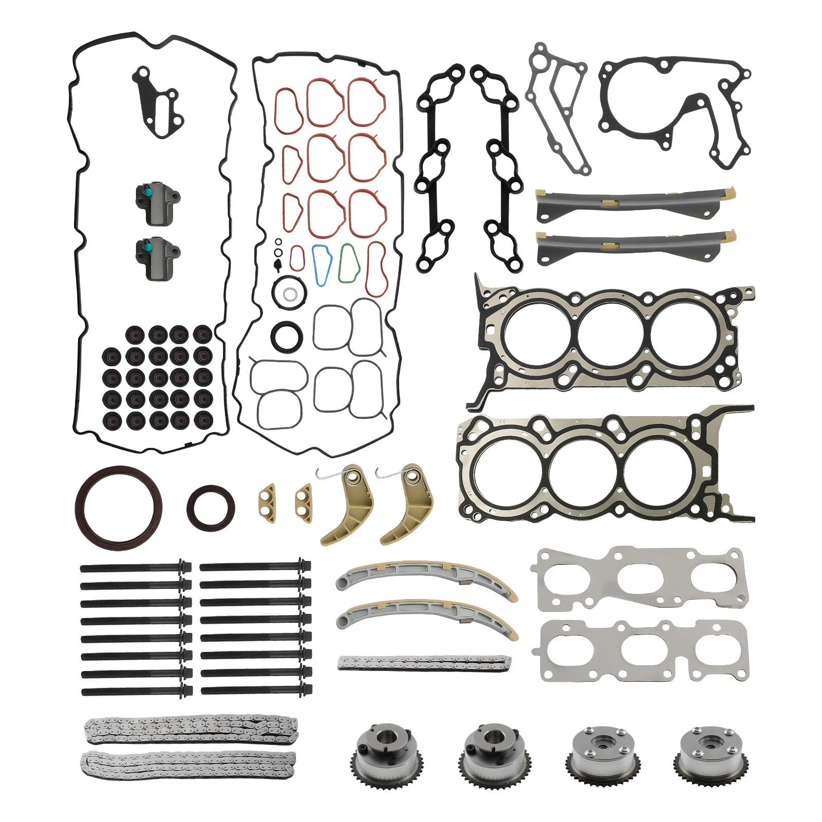 Timing Chain Cam Gears Kit for Hyundai Azera, Kia Sedona, Sorento, Cadenza (3.3L, 3.5L)